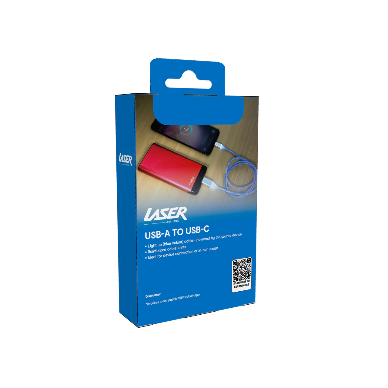Laser 1m LED USB to Type-C Charge Cable (Blue) - Image 3