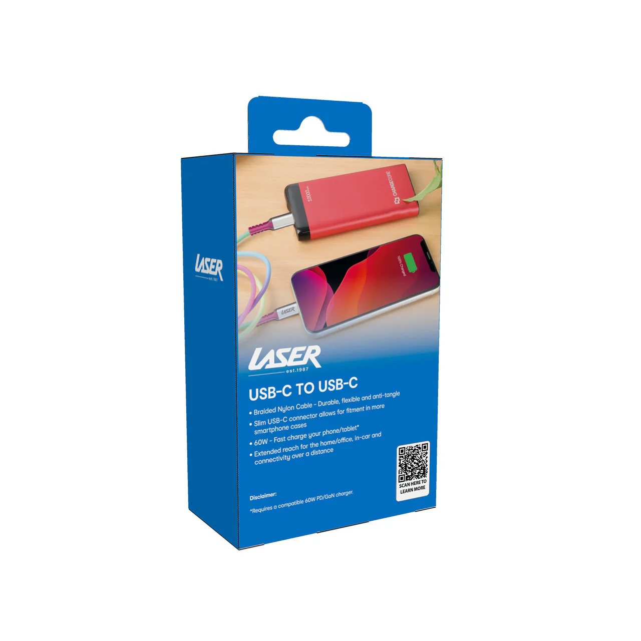 Laser 2m (2-pack) USB-C to USB-C Braided Cable (Rainbow) - Image 5