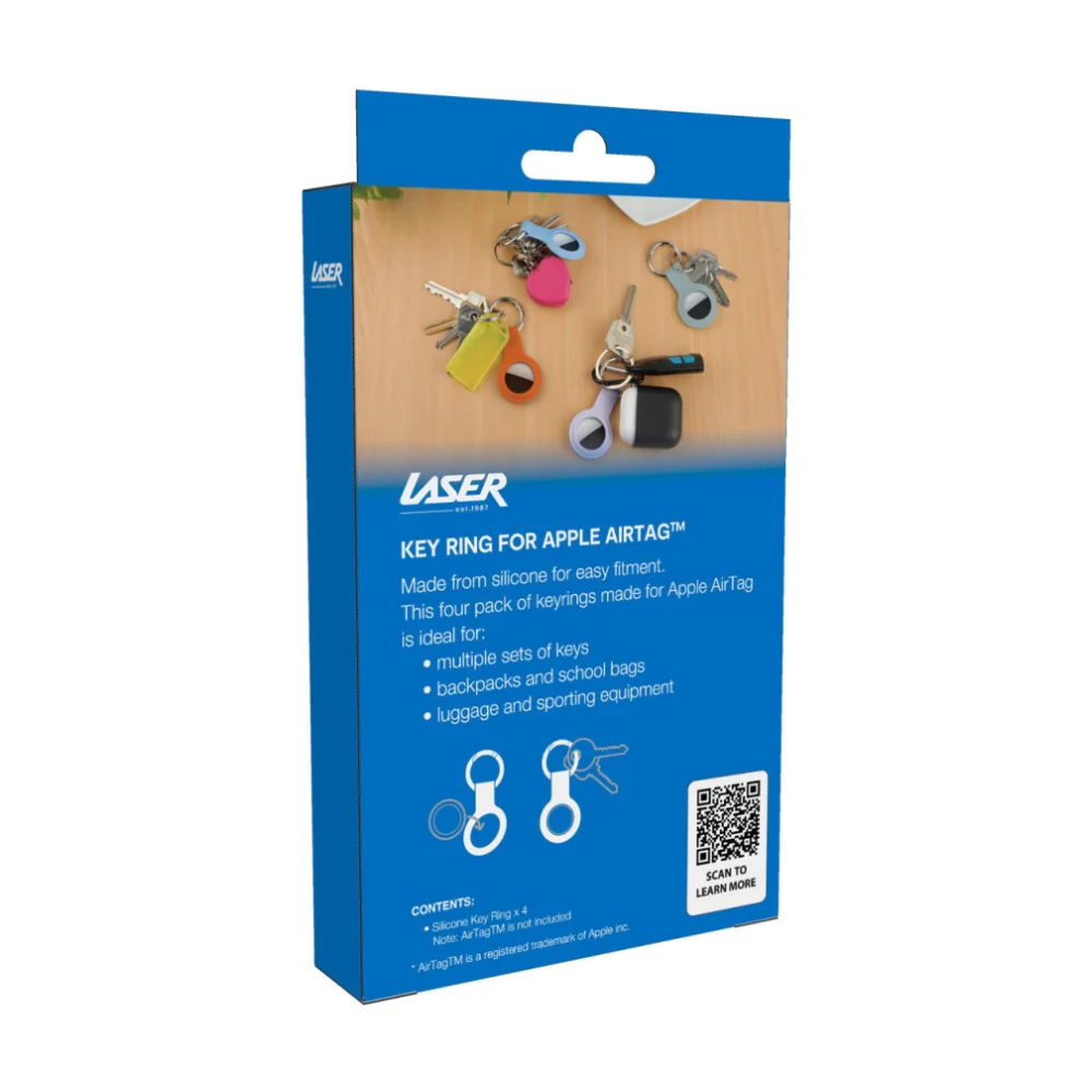 Laser 4-Pieces AirTag Silicone Keyring Soft Pastel Durable Protection Multicolour - Image 9