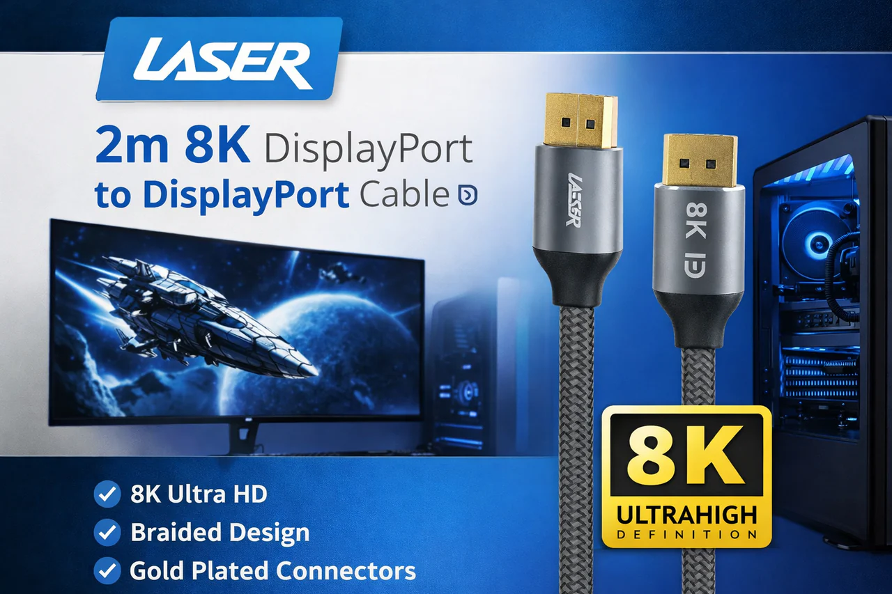 Laser 8K DisplayPort to DisplayPort Cable 2m (Grey) - Image 4