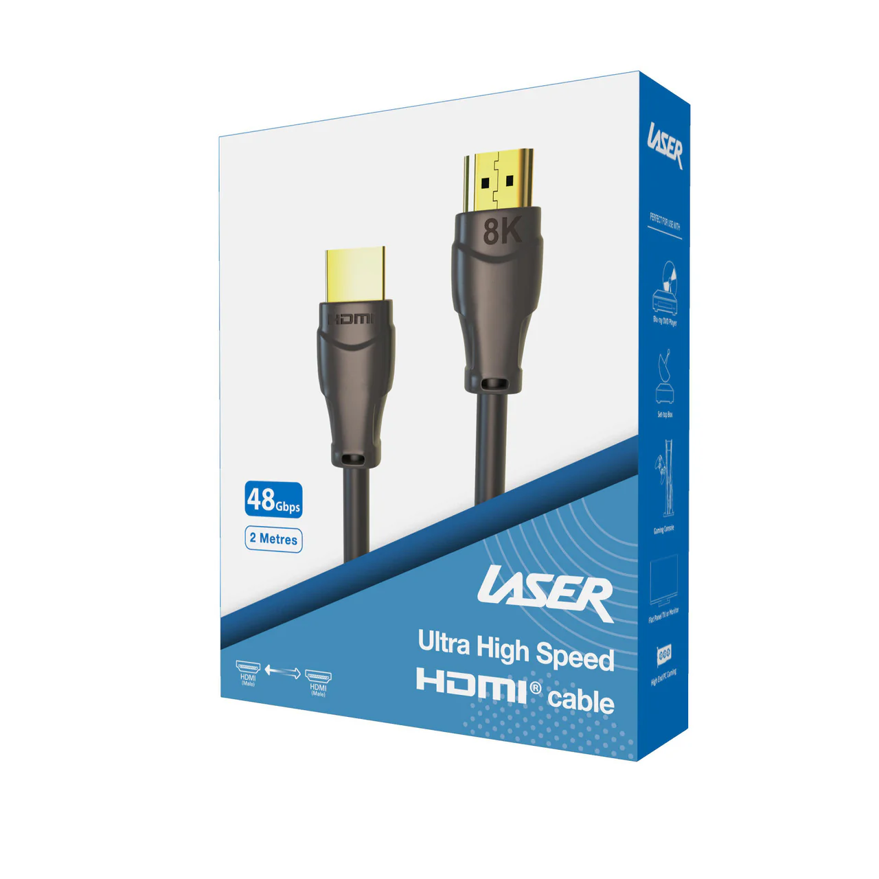 Laser 8K HDMI 2.1 Gold Cable Ultra High Speed VRR eARC 2M - Image 2