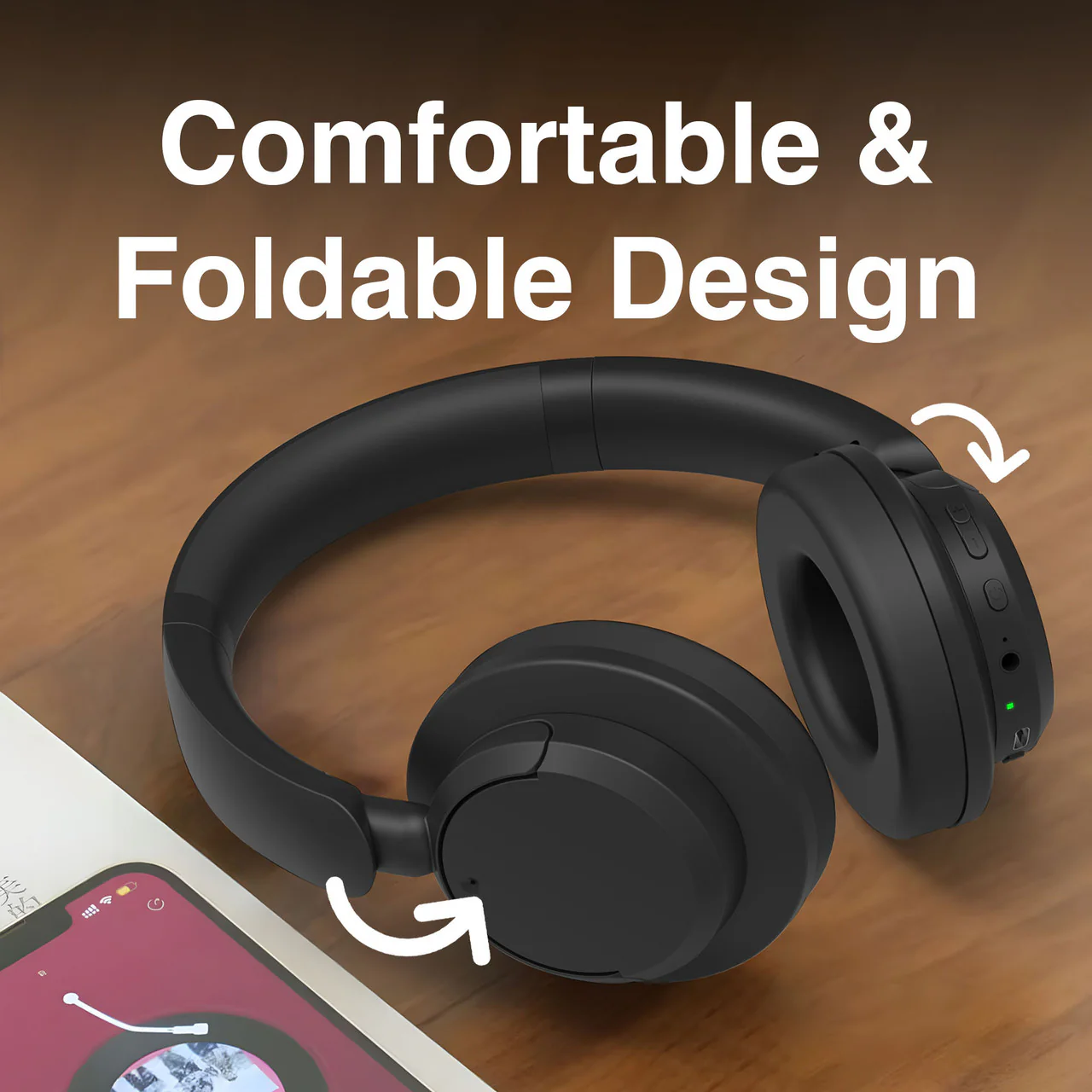 Laser Active Noise Cancelling Bluetooth Headphones (Black) - Image 6