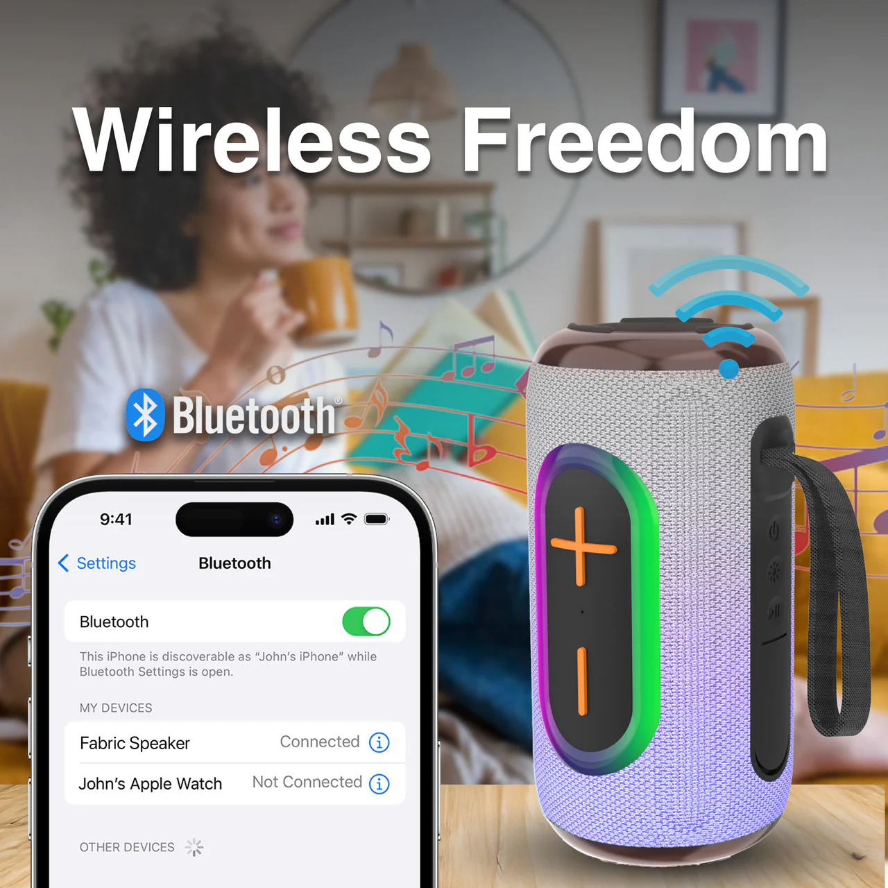 Laser Bluetooth Pill Speaker with RGB Lighting (Future Dusk) - Image 5