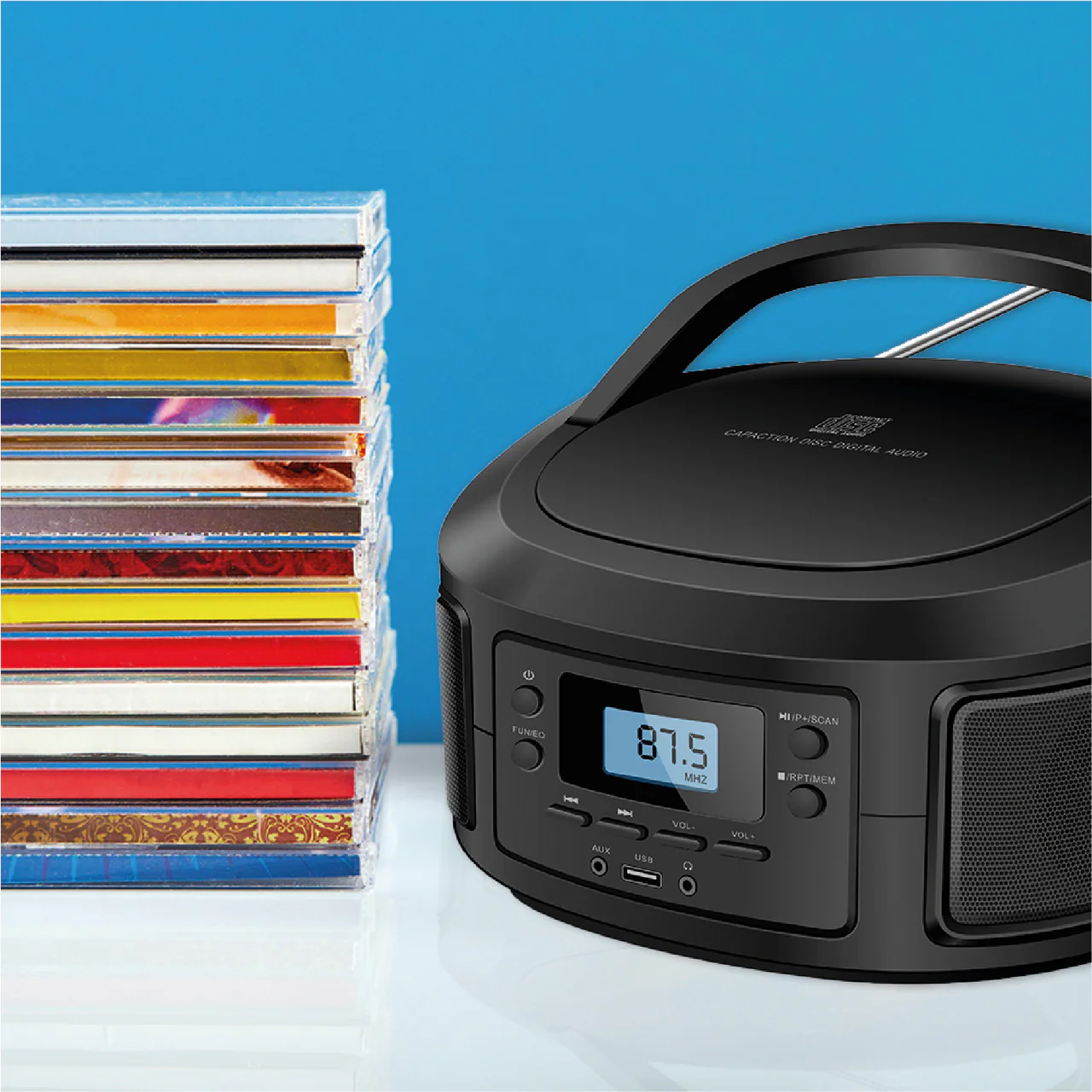 Laser Bluetooth Portable CD/MP3 Boombox with FM Radio Player - Image 3