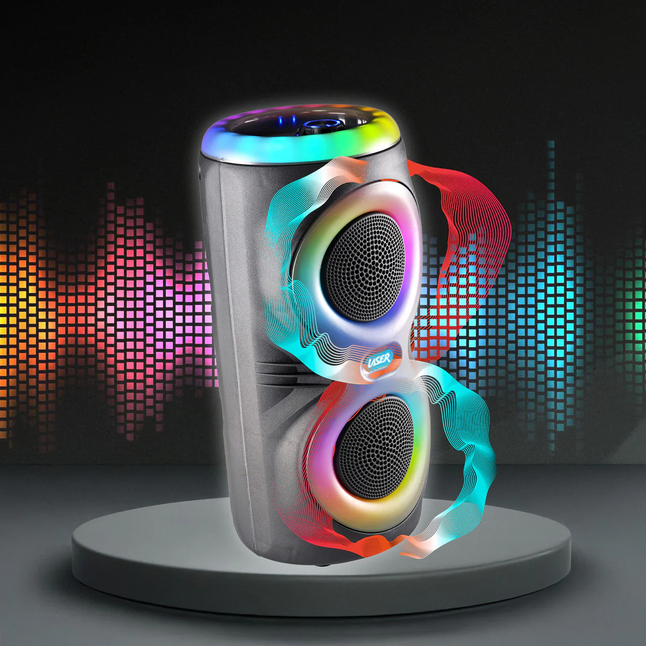 Laser Bluetooth RGB Party Speaker with Dual 5W Speakers (Black) - Image 7