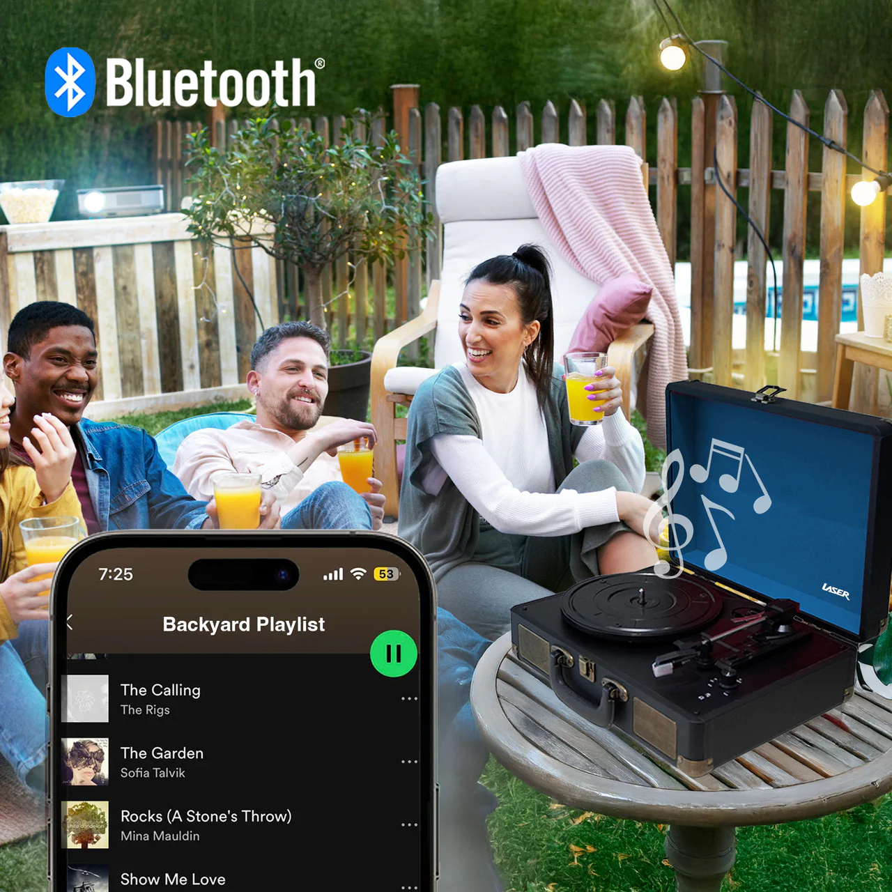 Laser Bluetooth Suitcase Turntable with Speaker - Image 2
