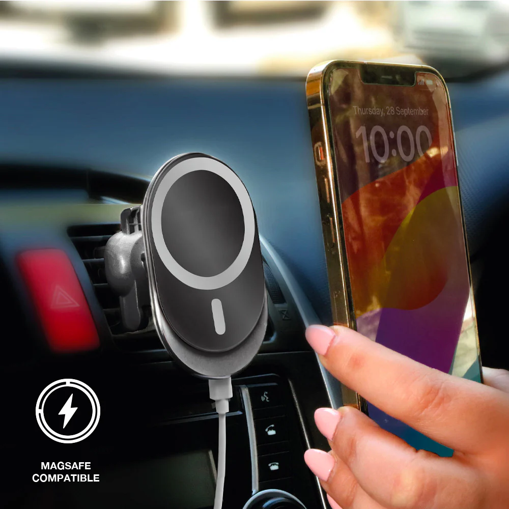 Laser Car Vent Mount with 15W MagSafe Wireless Charging (Black) - Image 3