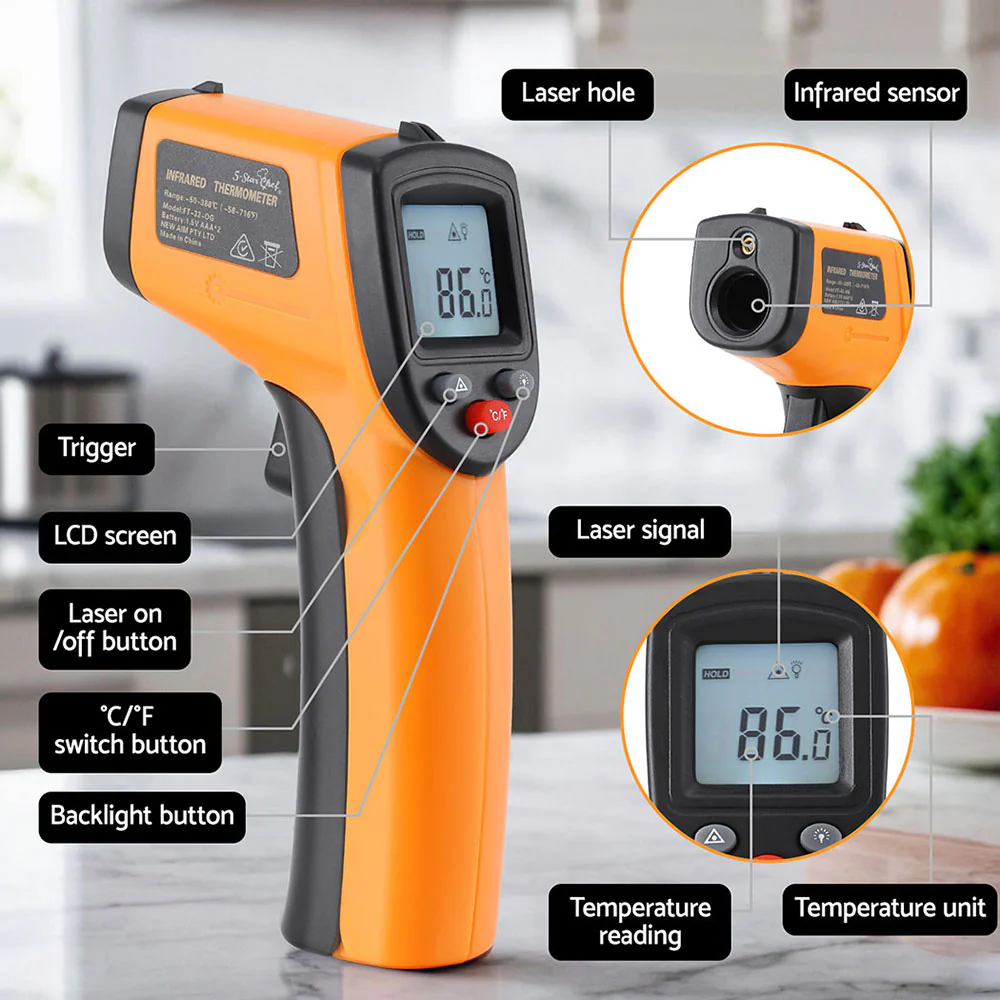 Laser Infrared Thermometer Food Digital Temperature Gun Smoker Pizza BBQ - Image 4