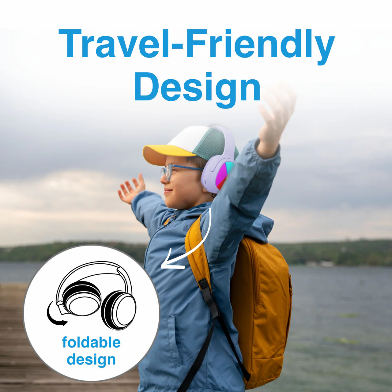 Laser Kids Wireless Headphones – Volume Limited (Purple) - Image 5
