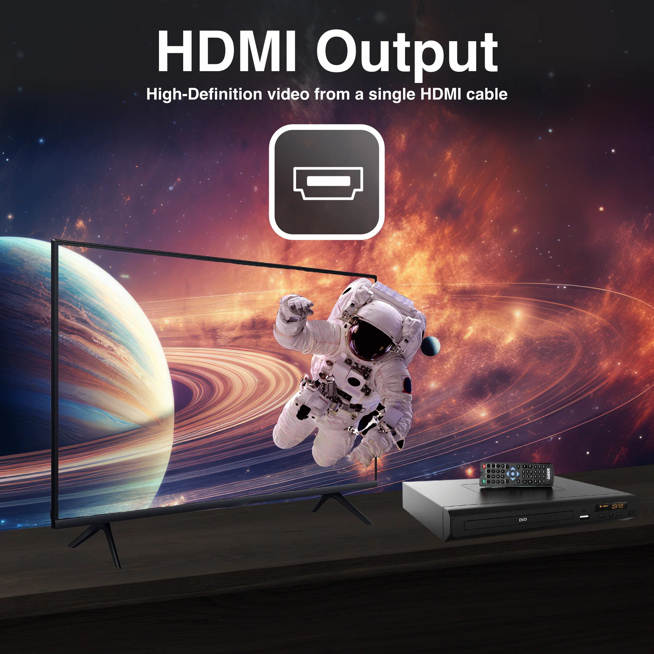 Laser Multi-Region DVD Player with Composite and HDMI (Black) - Image 3