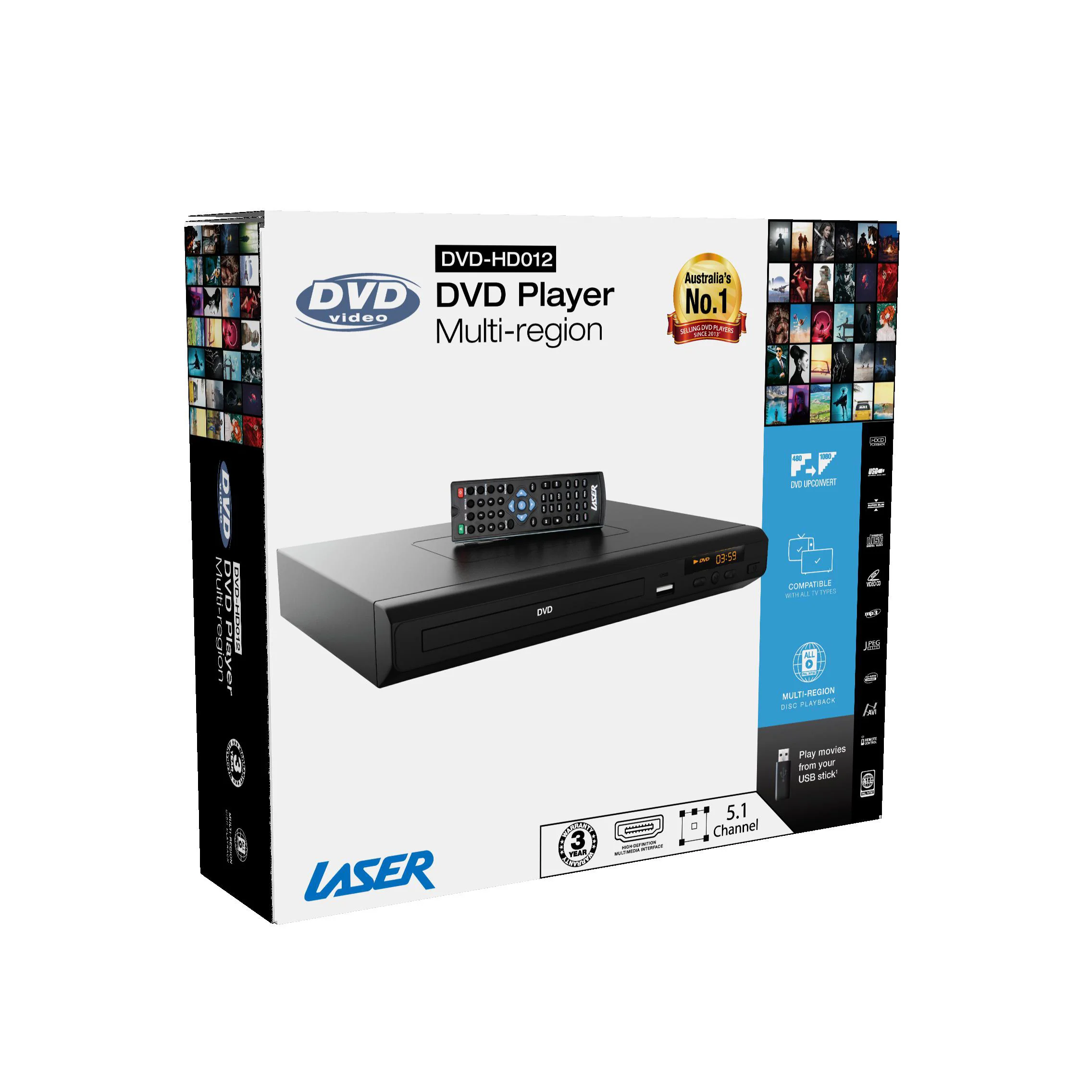 Laser Multi-Region DVD Player with Composite and HDMI (Black) - Image 9
