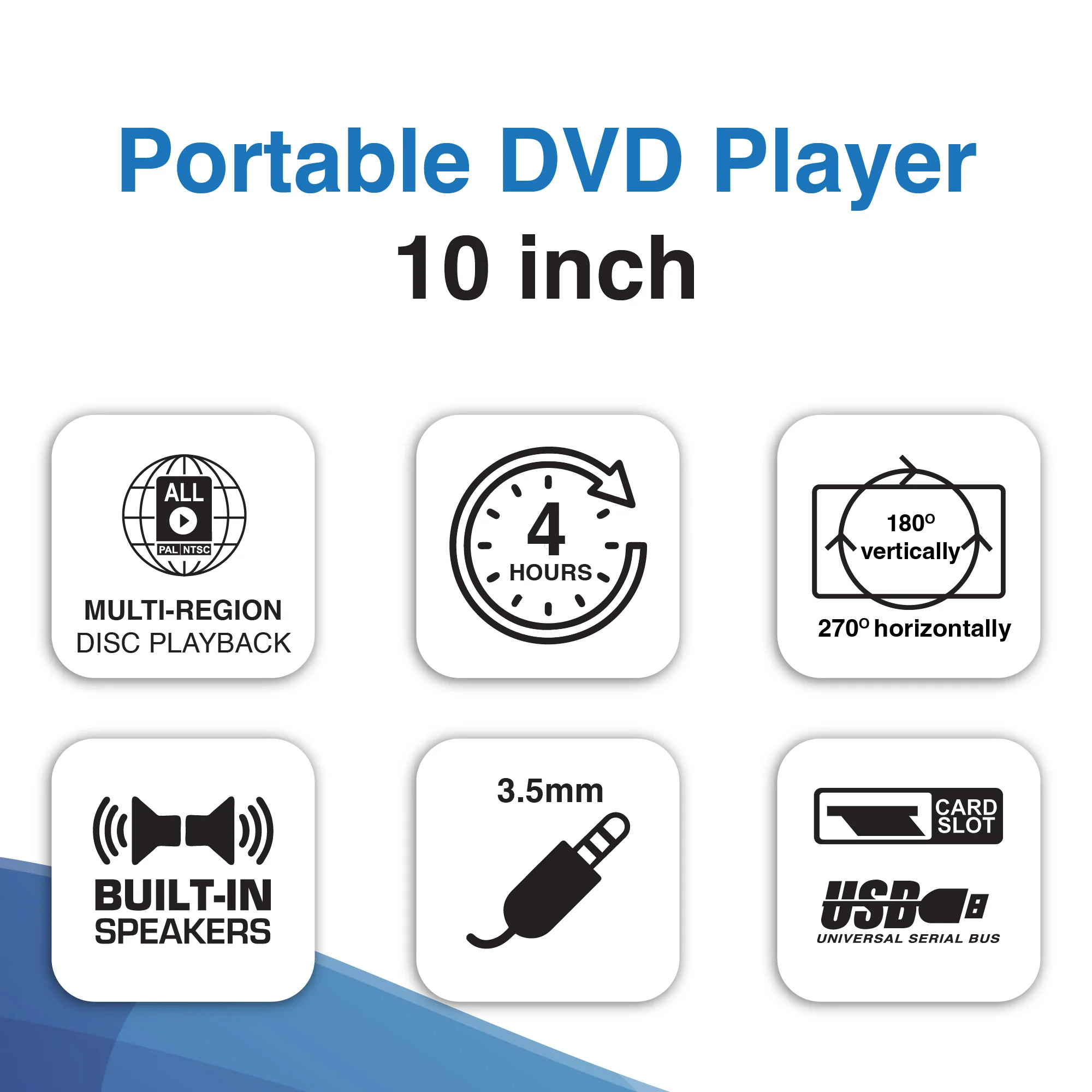 Laser Portable DVD Player 10" Screen with Anti-Skip Technology (Black) - Image 3