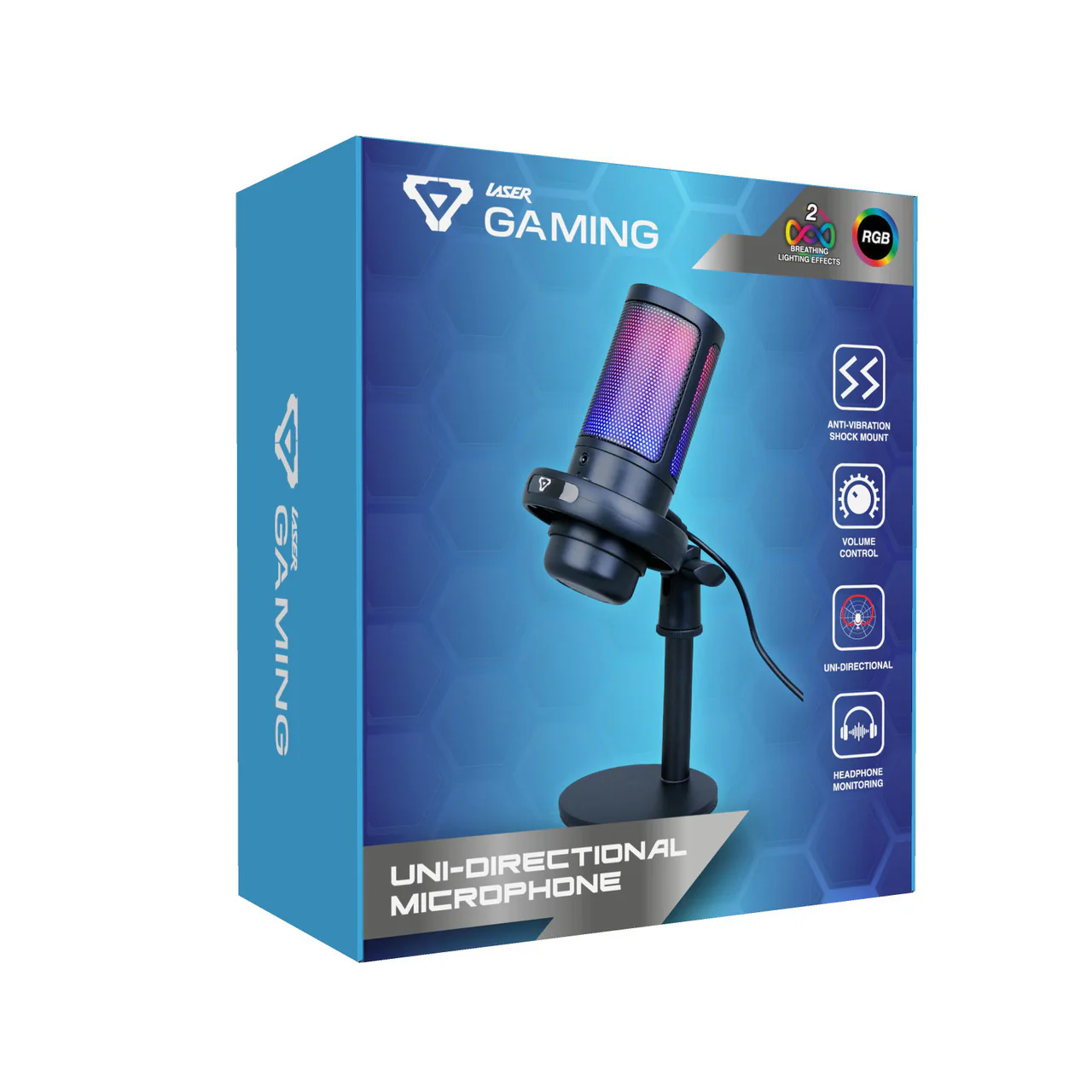Laser RGB Gaming Microphone - Cardioid, Pop Filter, & Headphone Jack (Black) - Image 8