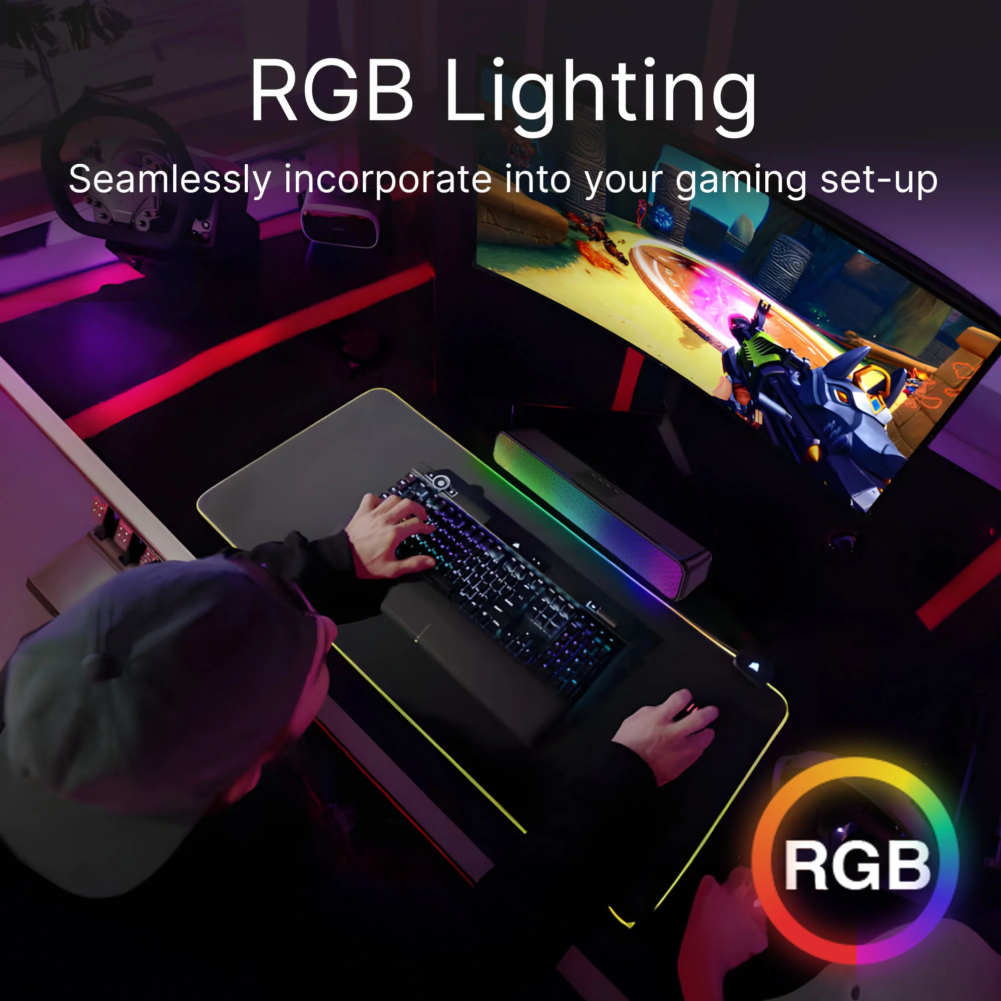 Laser RGB Portable Bluetooth Gaming Soundbar with Multi-Input - Image 4