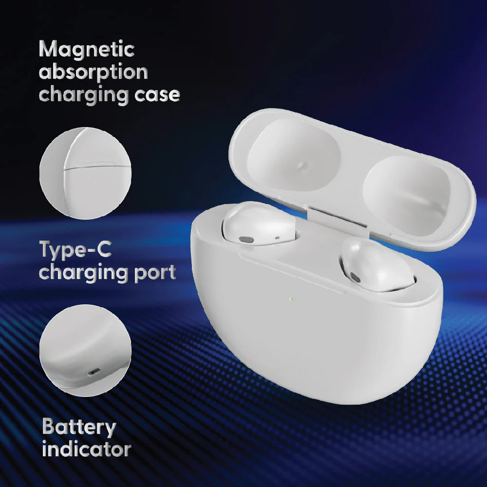 Laser TWS Earbuds with Voice Assistant and Charging Case (White) - Image 7