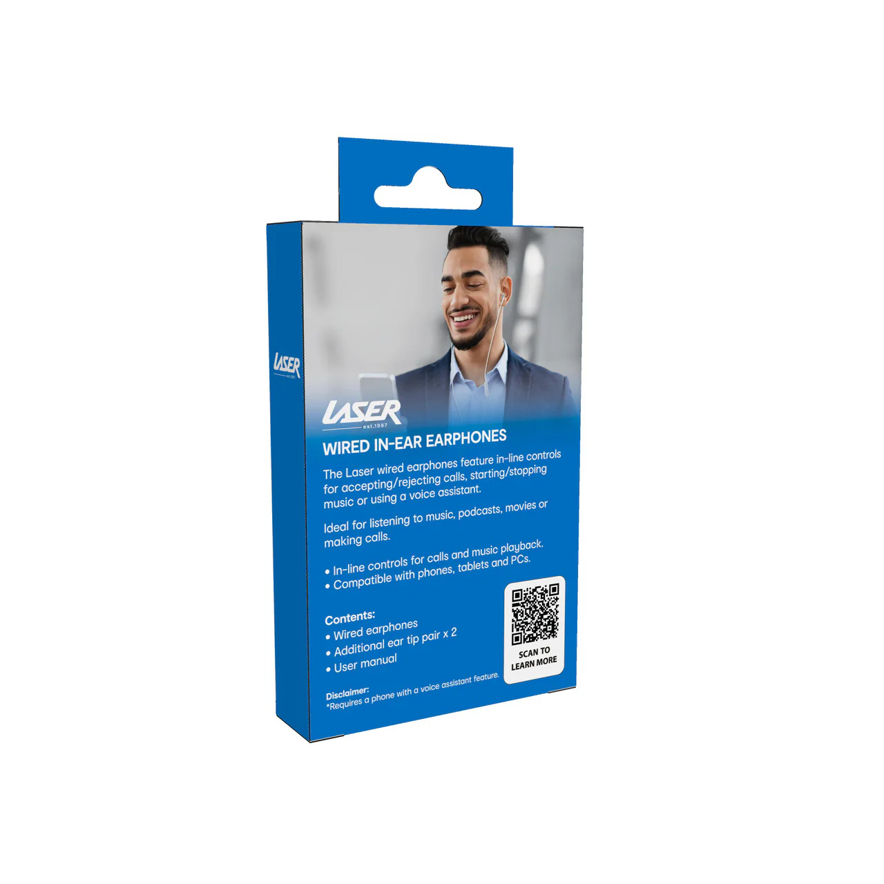 Laser Wired In-Ear Earphones (White) - Image 4