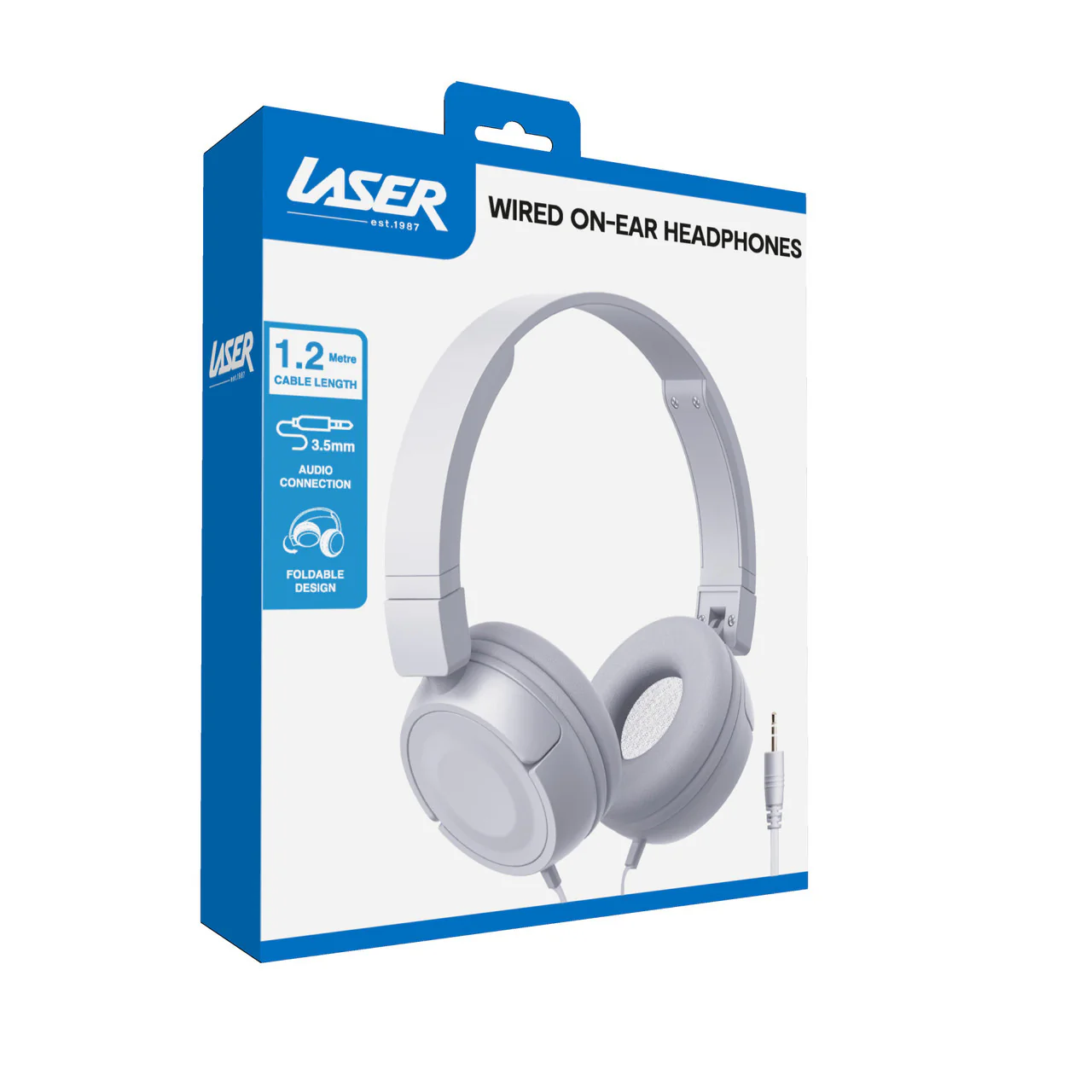 Laser Wired On-Ear Headphones (Gray) - Image 3