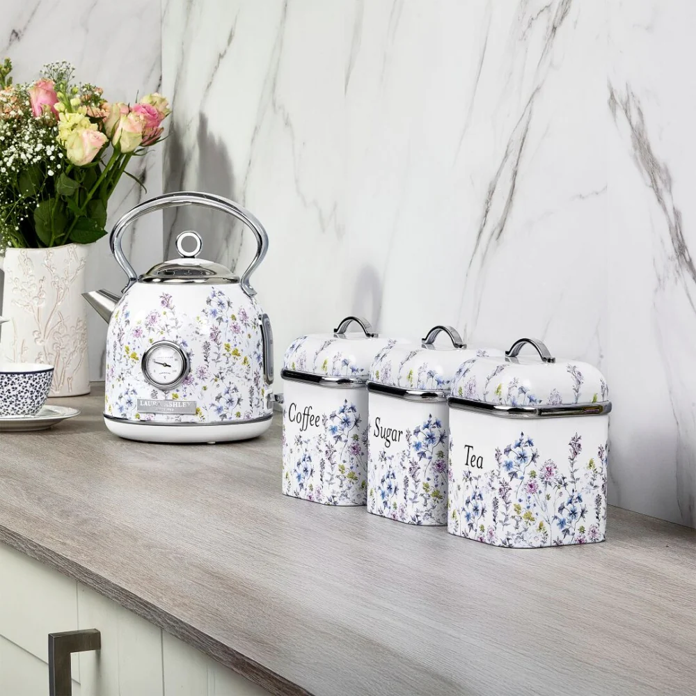 Laura Ashley 3pc Elveden Tea Coffee Sugar Canister Set Wild Meadow 200ml - Image 5