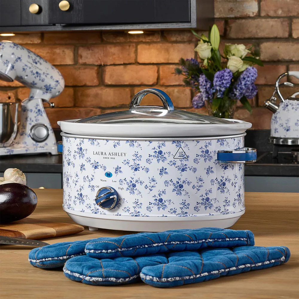 Laura Ashley 6.5L Electric 300 Watt Stainless Steel Slow Cooker China Rose - Image 5