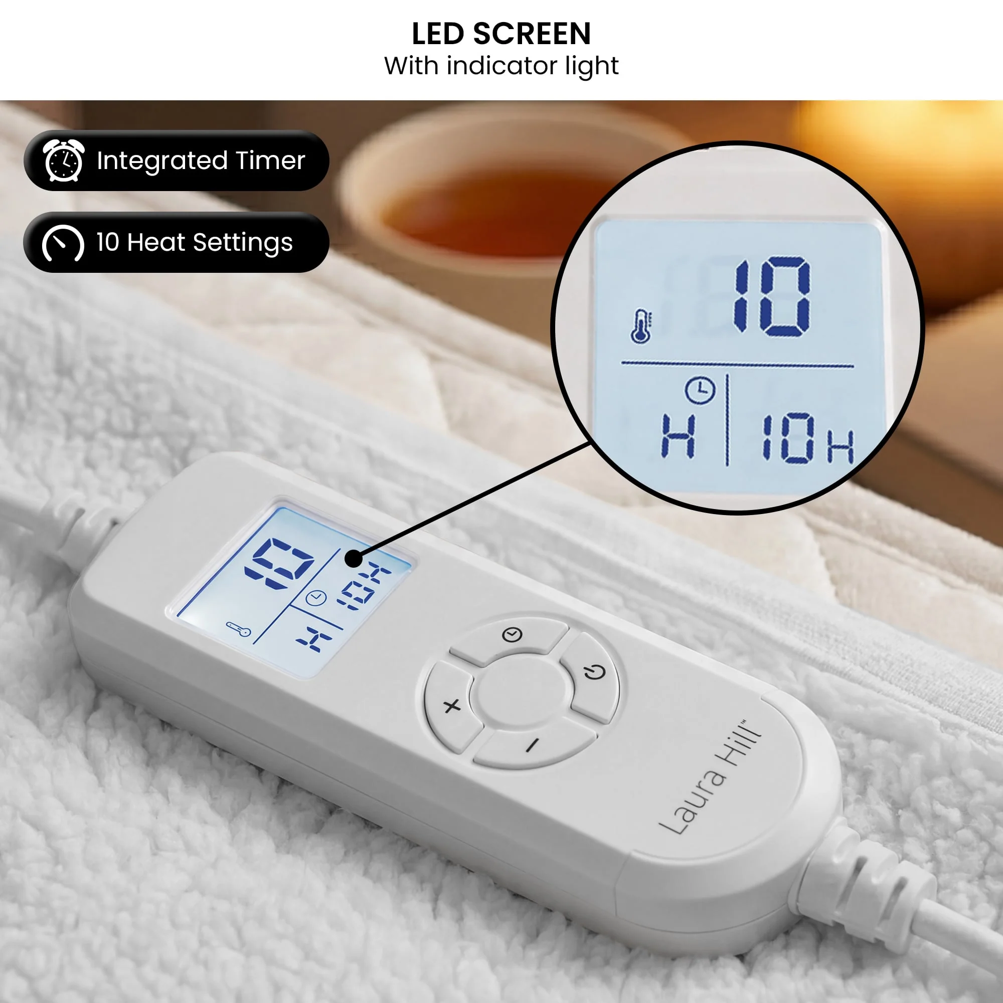 Laura Hill 9-Level Heated Fitted Electric Blanket with Fleece Underlay - Queen - Image 5