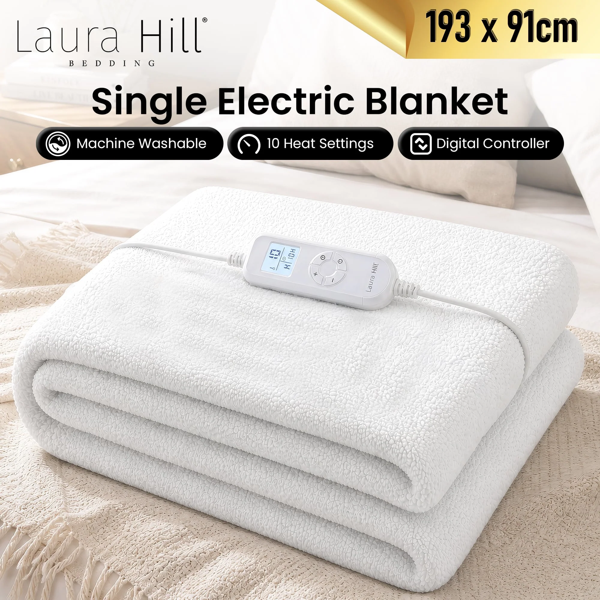 Laura Hill 9-Level Heated Fitted Electric Blanket with Fleece Underlay - Single - Image 10