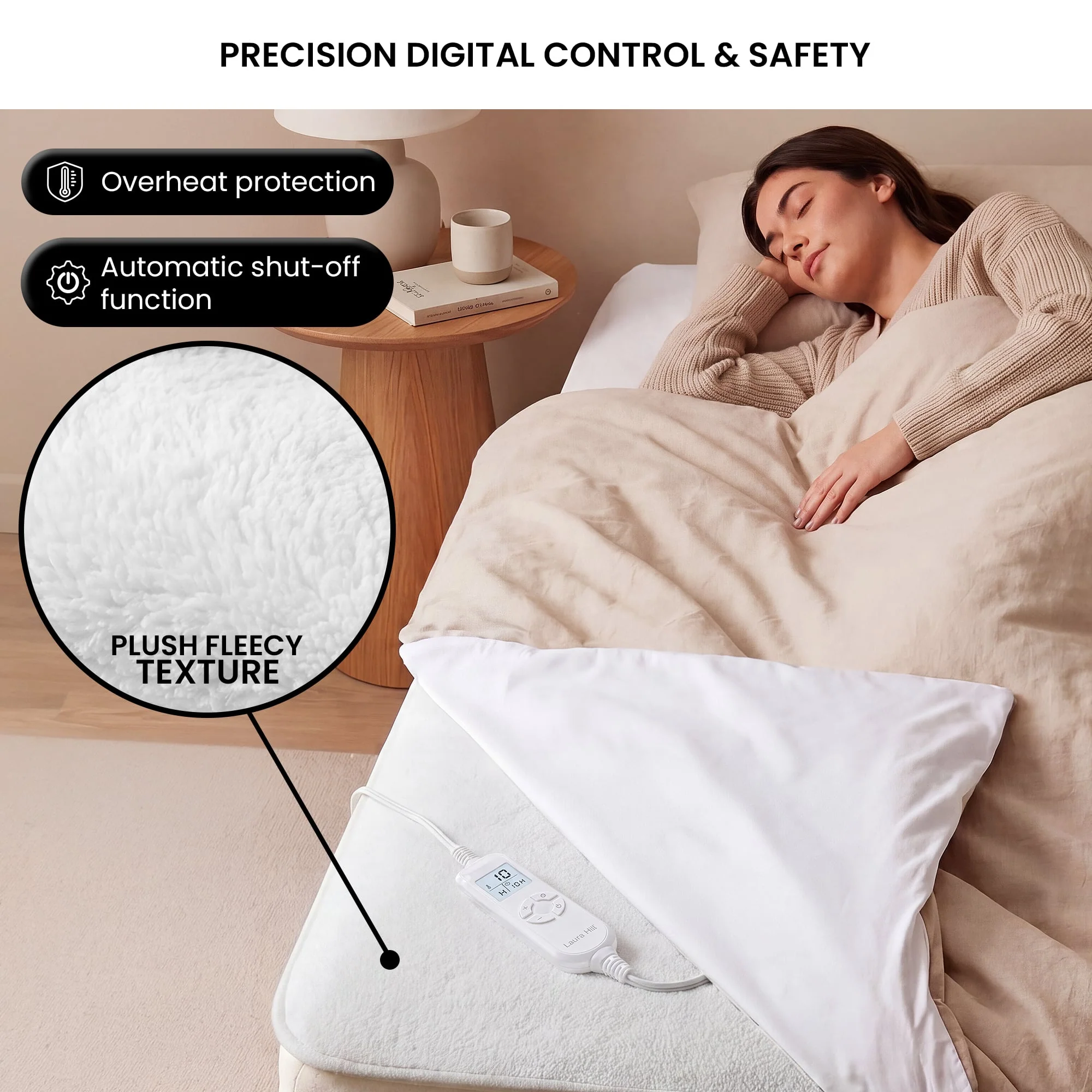 Laura Hill 9-Level Heated Fitted Electric Blanket with Fleece Underlay - Single - Image 4