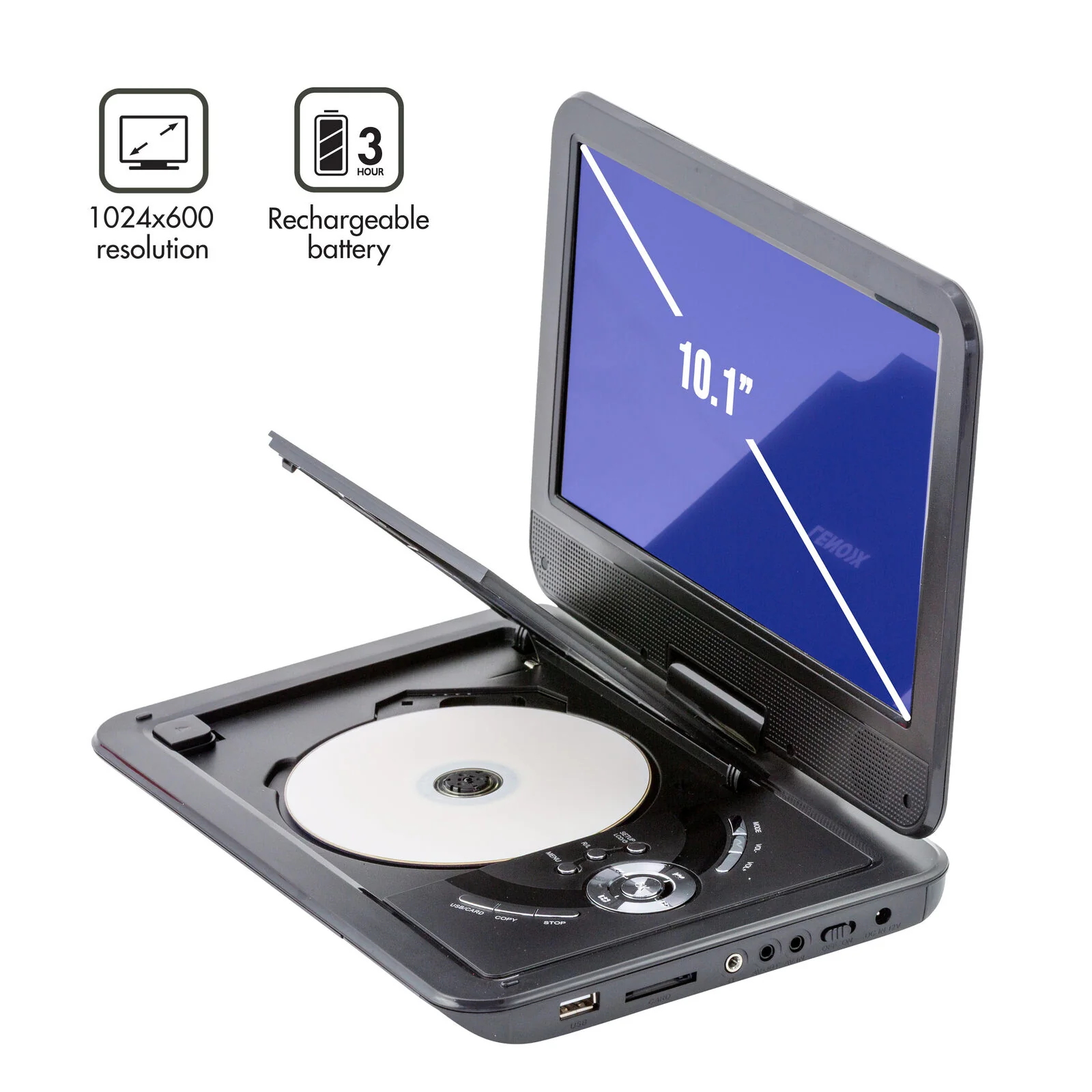 Lenoxx 10.1" Portable DVD Player with 270-Degrees Swivel-Screen & Rechargeable - Image 5