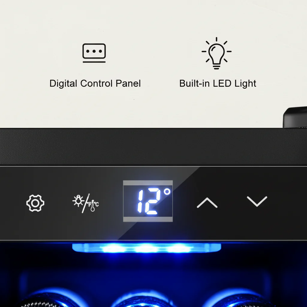 Lenoxx 12 Bottle Thermoelectric Wine Fridge, 65W, UV Protected Glass Door, Soft LED Illumination - Image 6