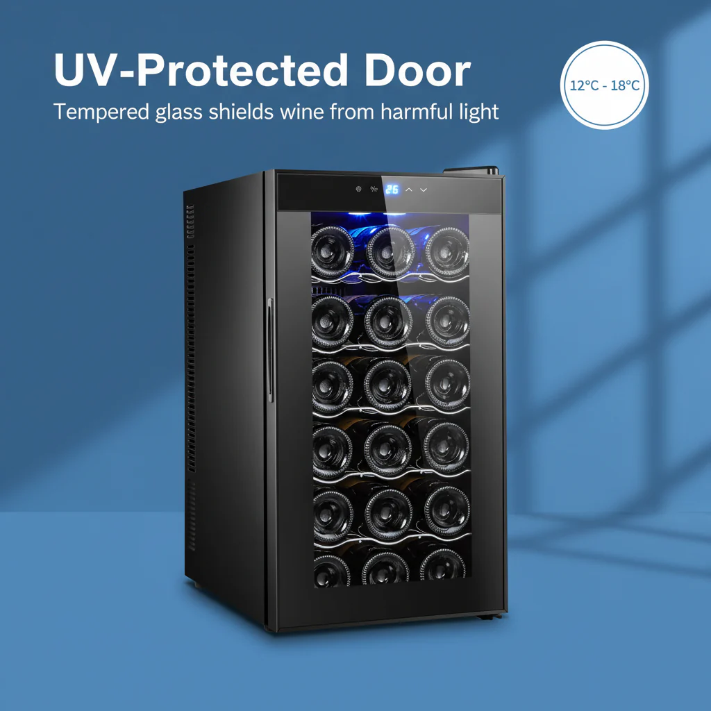 Lenoxx 18 Bottle Thermoelectric Wine Fridge, 130W, UV Protected Glass Door, Soft LED Illumination - Image 5