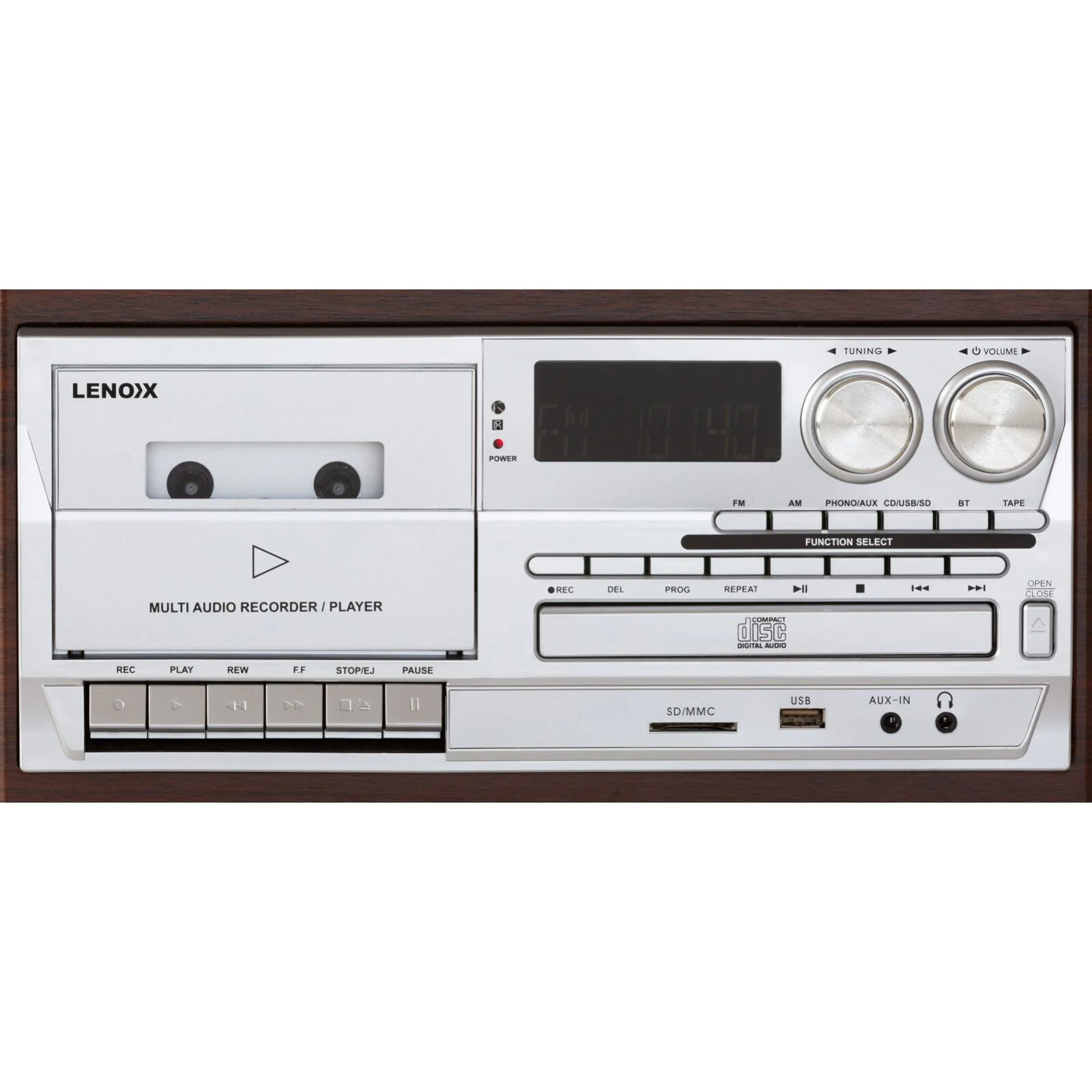 Lenoxx Audio CD/Cassette/Vinyl Streaming Player (Brown) - Image 3