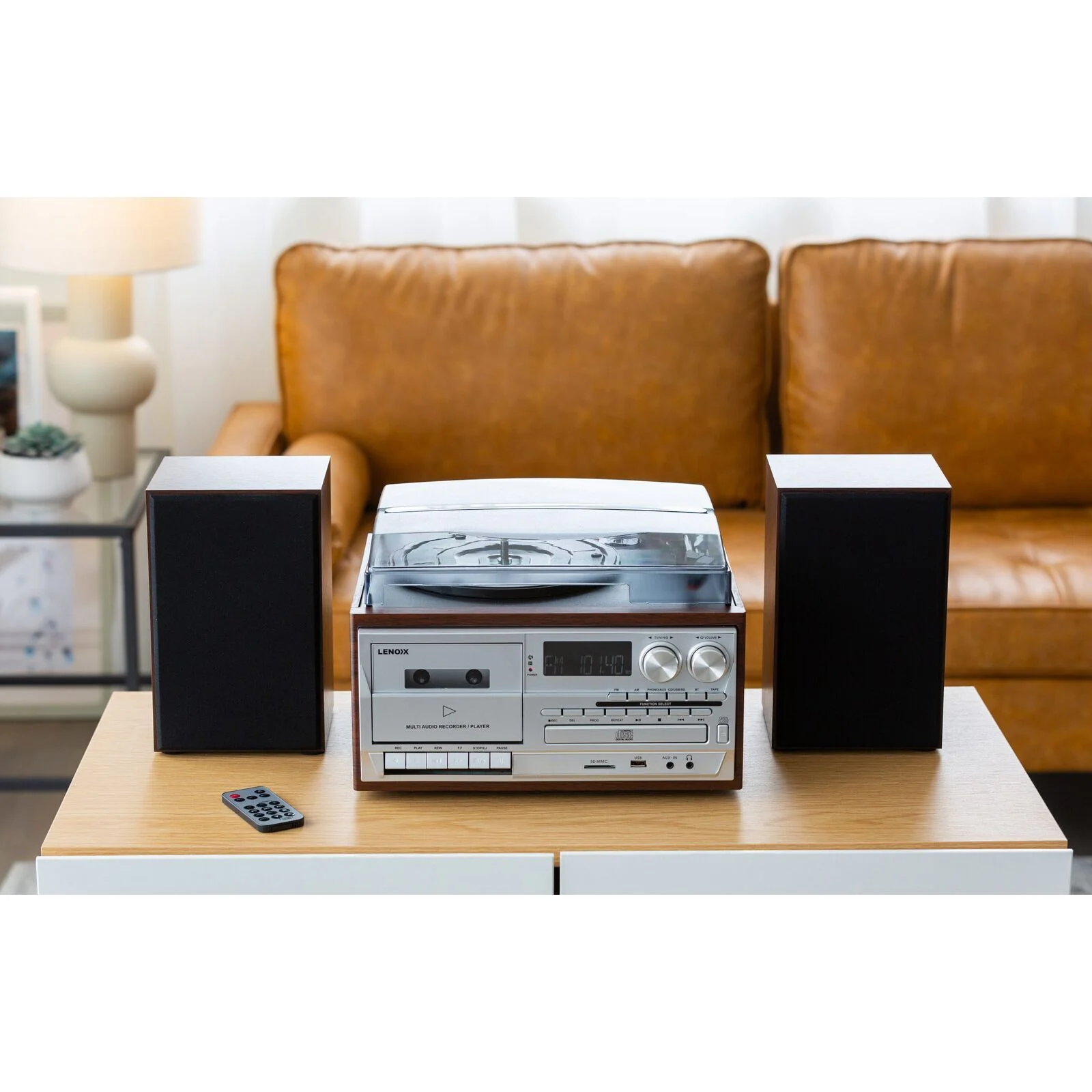 Lenoxx Audio CD/Cassette/Vinyl Streaming Player (Brown) - Image 5