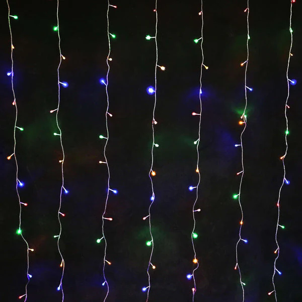 Lexi Lighting Solar Powered 160 LED Curtain Christmas Lights Multicolour - Image 2