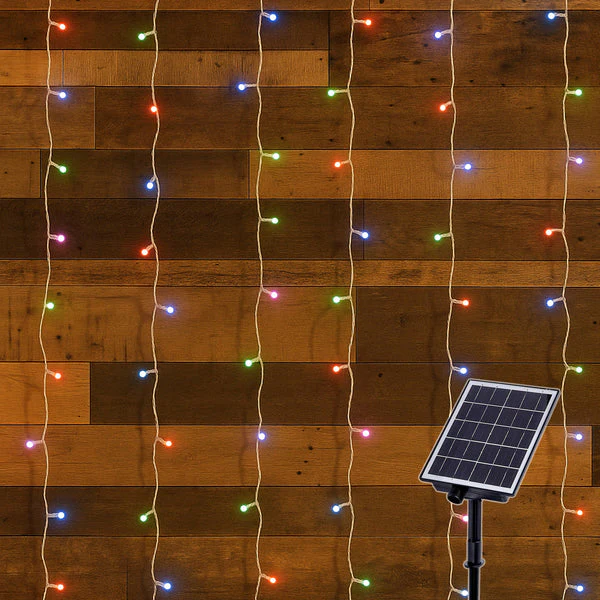 Lexi Lighting Solar Powered 160 LED Curtain Christmas Lights Multicolour - Image 3