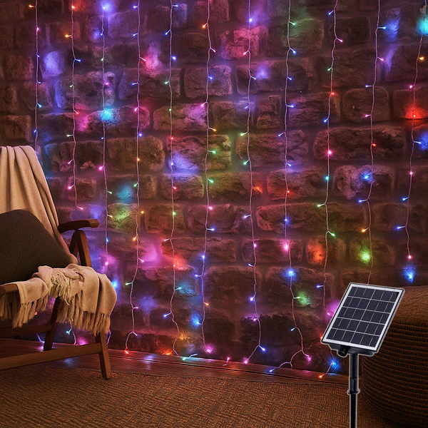 Lexi Lighting Solar Powered 160 LED Curtain Christmas Lights Multicolour - Image 4