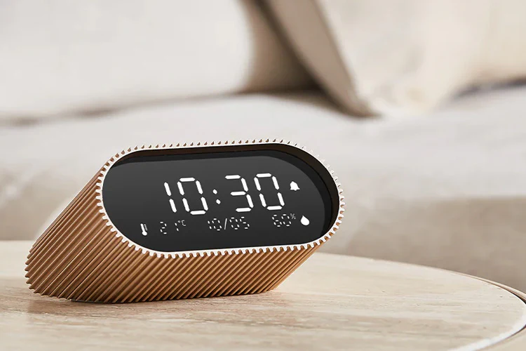 Lexon Ray Clock Lcd Alarm Clock with Temp and Humidity Display (Gold) - Image 5