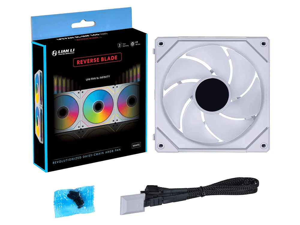 Lian Li 14RSLIN1W UniFan SL Infinity 140mm Reverse Blade ARGB PWM Fan (White) - Image 3