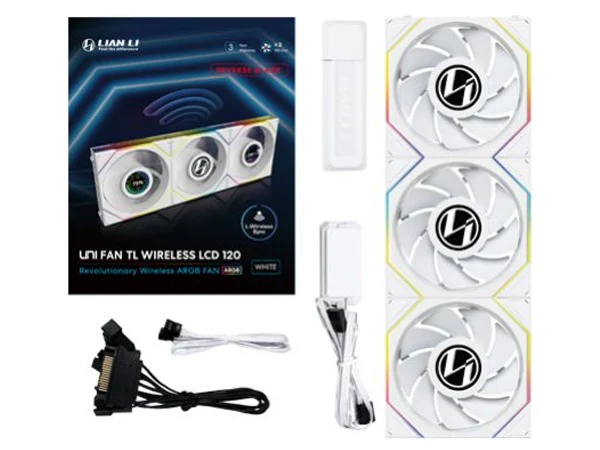 Lian Li UNI Fan TL LCD 120mm Wireless Control Reverse Blade Fan White - (3-Pack) with Controller (12RTLLCD1W3W) - Image 3