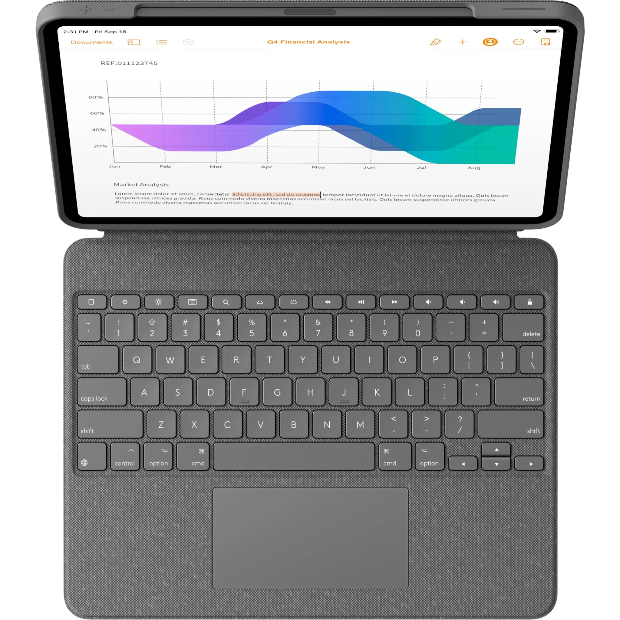 Logitech Combo Touch Case for iPad Pro 12.9" 5th/6th Gen (Oxford Grey) - Image 2