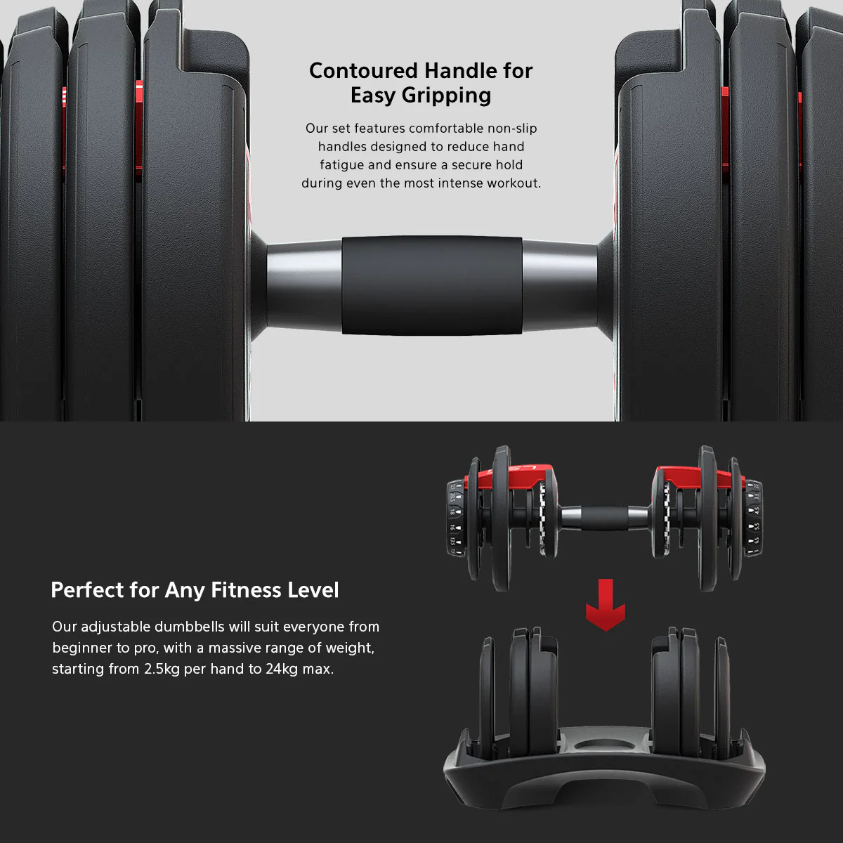LSG Adjustable Dumbbells Weights 2.5kg-24kg (Pairs) - Image 4