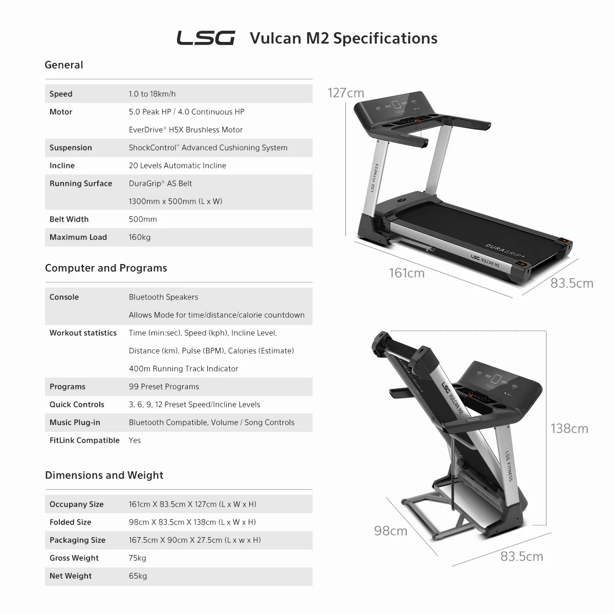 LSG VULCAN M2 Treadmill - Image 10