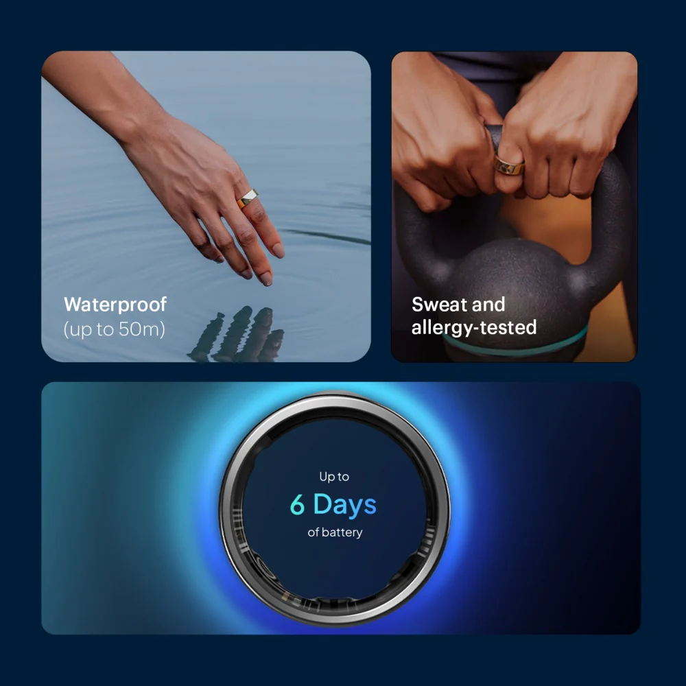 Luna Smart Ring Gen 2 Health Sleep Tracker Titanium Size 06 Sunlit Gold - Image 4