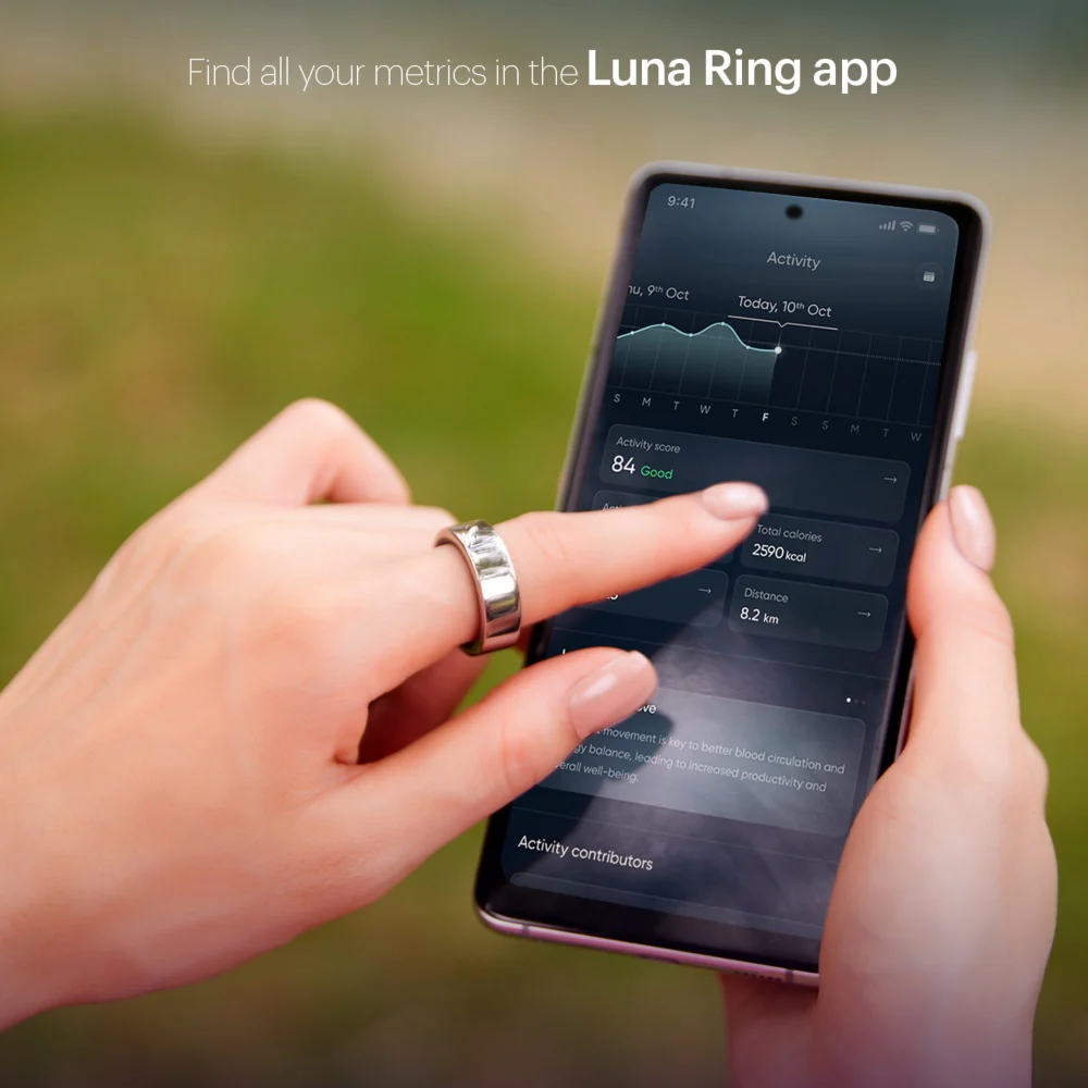 Luna Smart Ring Gen 2 Health Sleep Tracker Titanium Size 09 Stardust Silver - Image 6