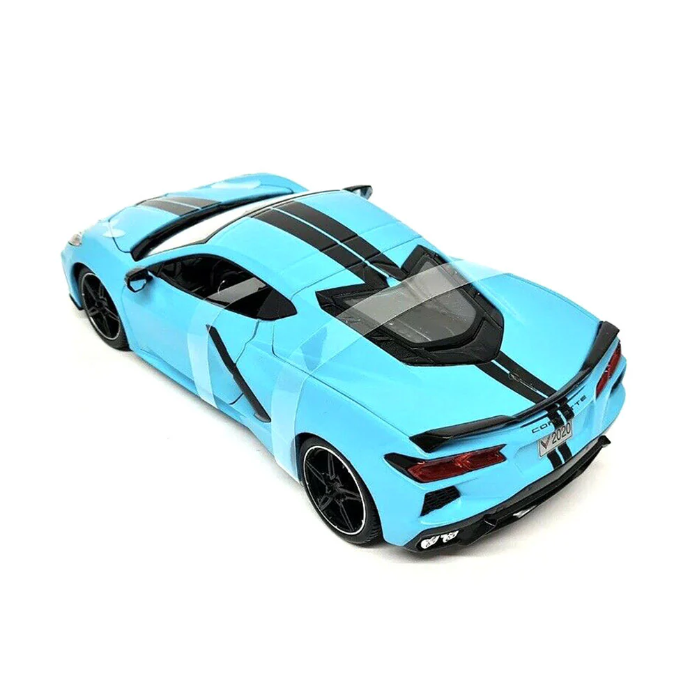 Maisto Licensed 1:18 Scale Chevrolet Corvette Stingray Coupe High Wing 2020 Diecast Model Car (Blue) - Image 2