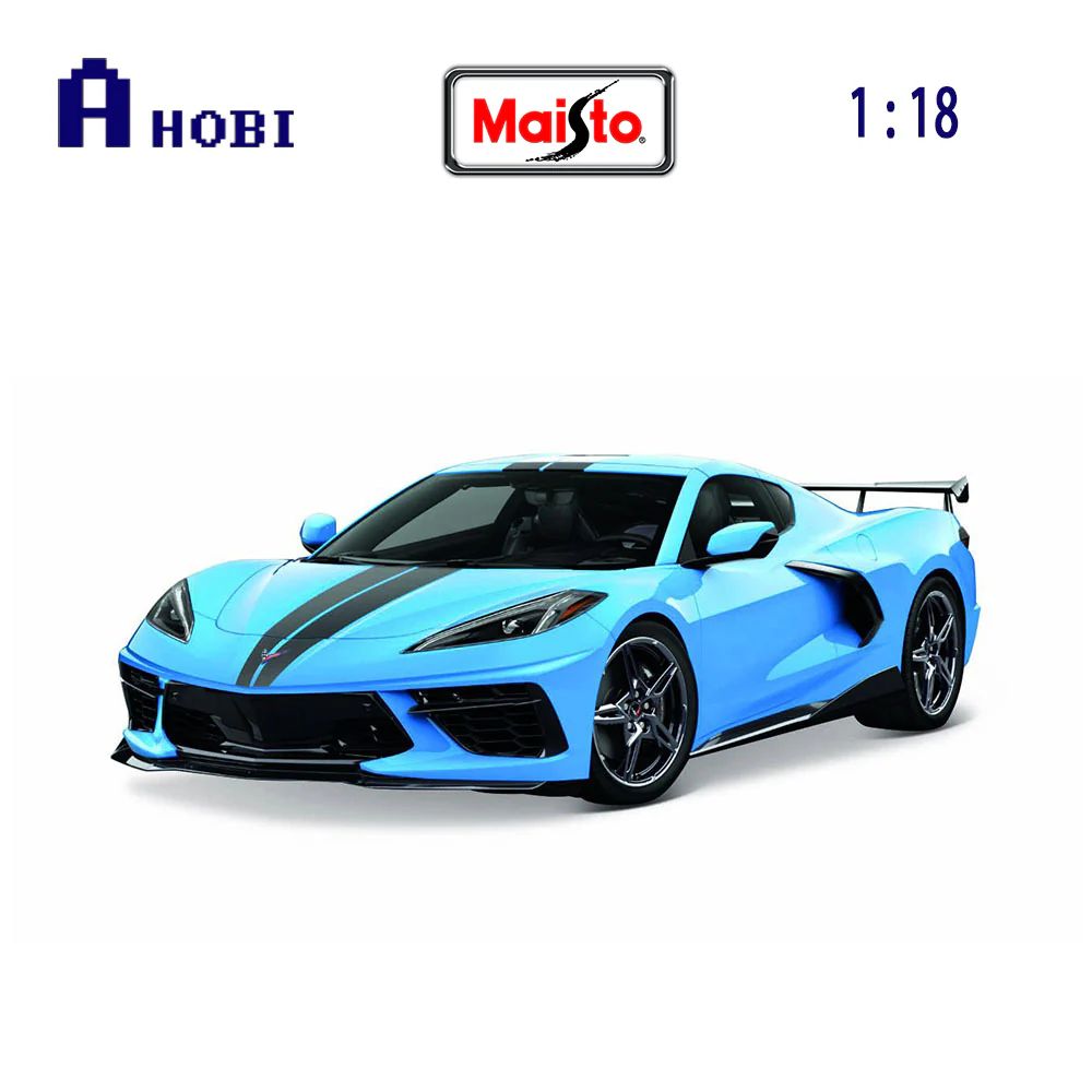 Maisto Licensed 1:18 Scale Chevrolet Corvette Stingray Coupe High Wing 2020 Diecast Model Car (Blue) - Image 3