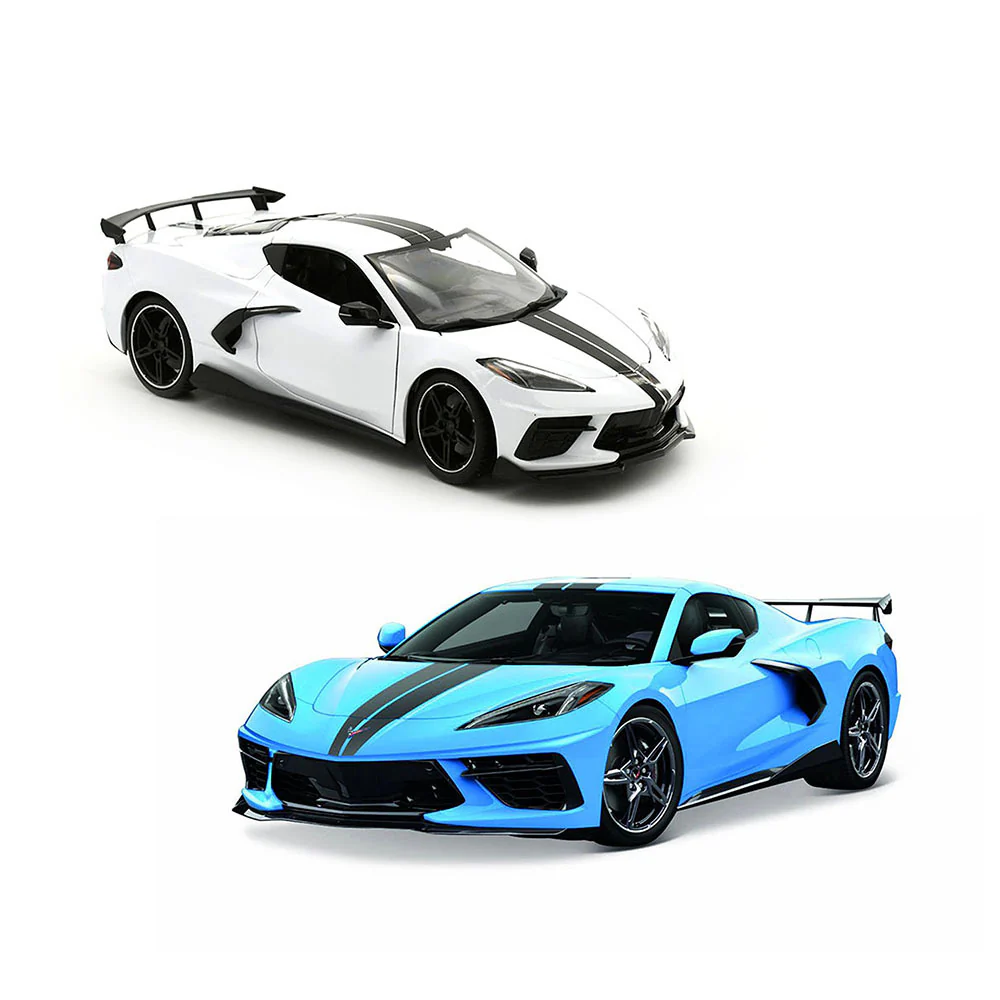 Maisto Licensed 1:18 Scale Chevrolet Corvette Stingray Coupe High Wing 2020 Diecast Model Car (Blue) - Image 4