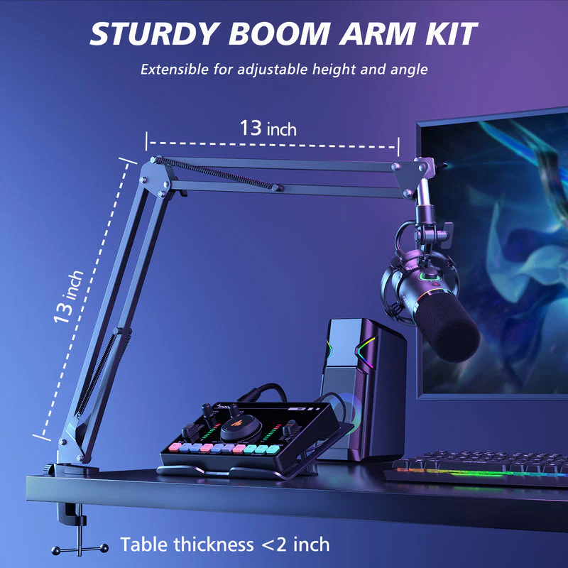 MAONO PD200XS USB/XLR Dynamic Microphone Set with Boom Arm - Image 8