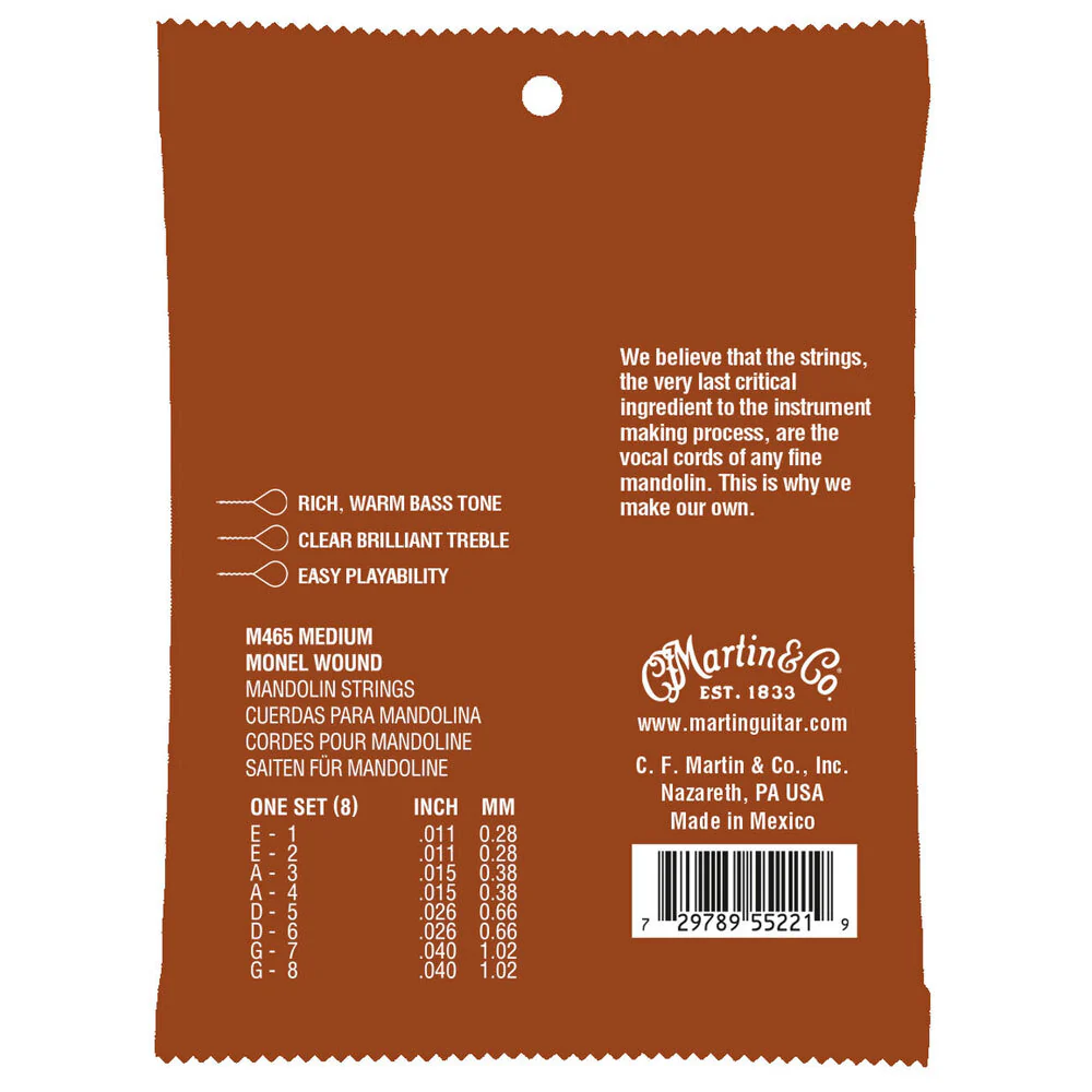 Martin Guitar M465 Retro Mandorin Monel Strings 80/20 Bronze Medium - Image 2