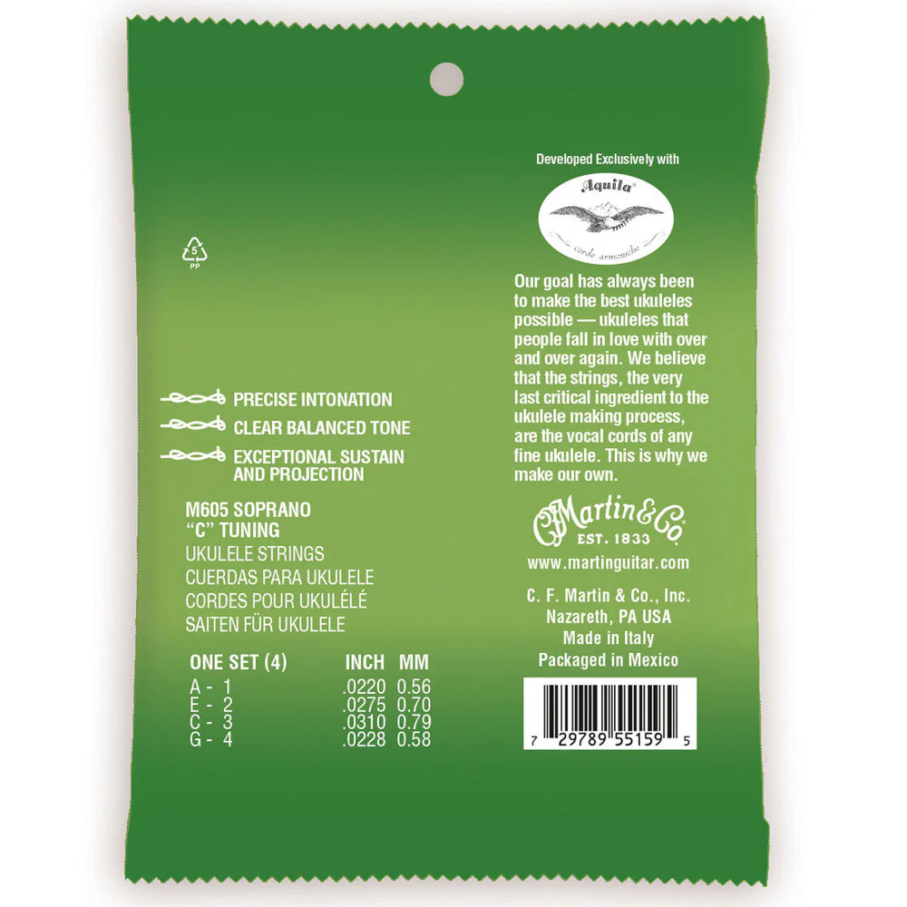 Martin Guitar M605 Premium Ukulele Strings Polygut Soprano Gauge - Image 2