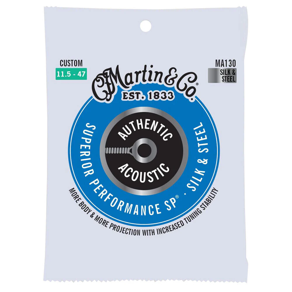 Martin Guitar MA130 Authentic Acoustic Strings Silk and Steel Custom Gauge