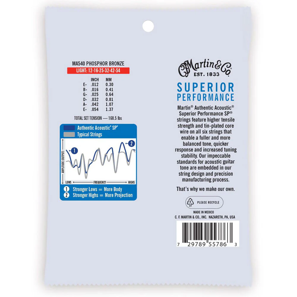 Martin Guitar MA540 Authentic Instrument String 92/8 Phosphor Bronze Light - Image 2